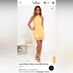 Lulu’s mini yellow lace dress